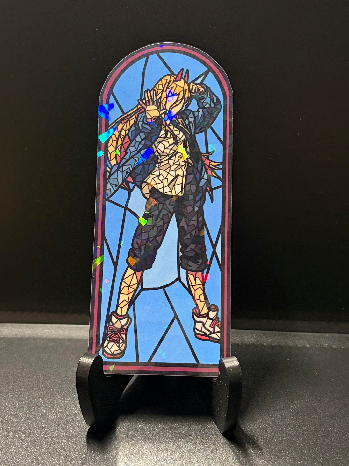 Chainsaw Anime Stained Glass Stickers