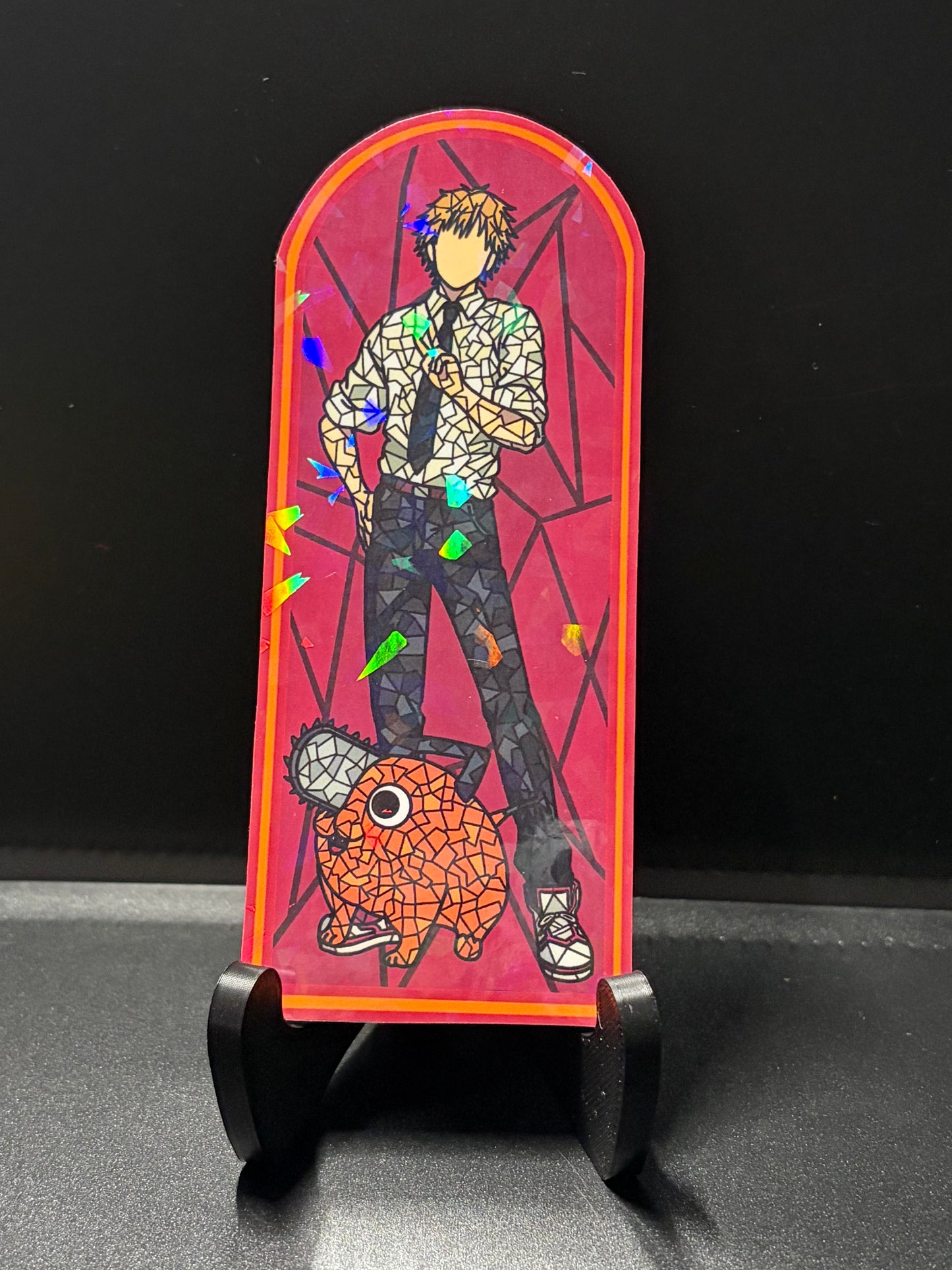 Chainsaw Anime Stained Glass Stickers