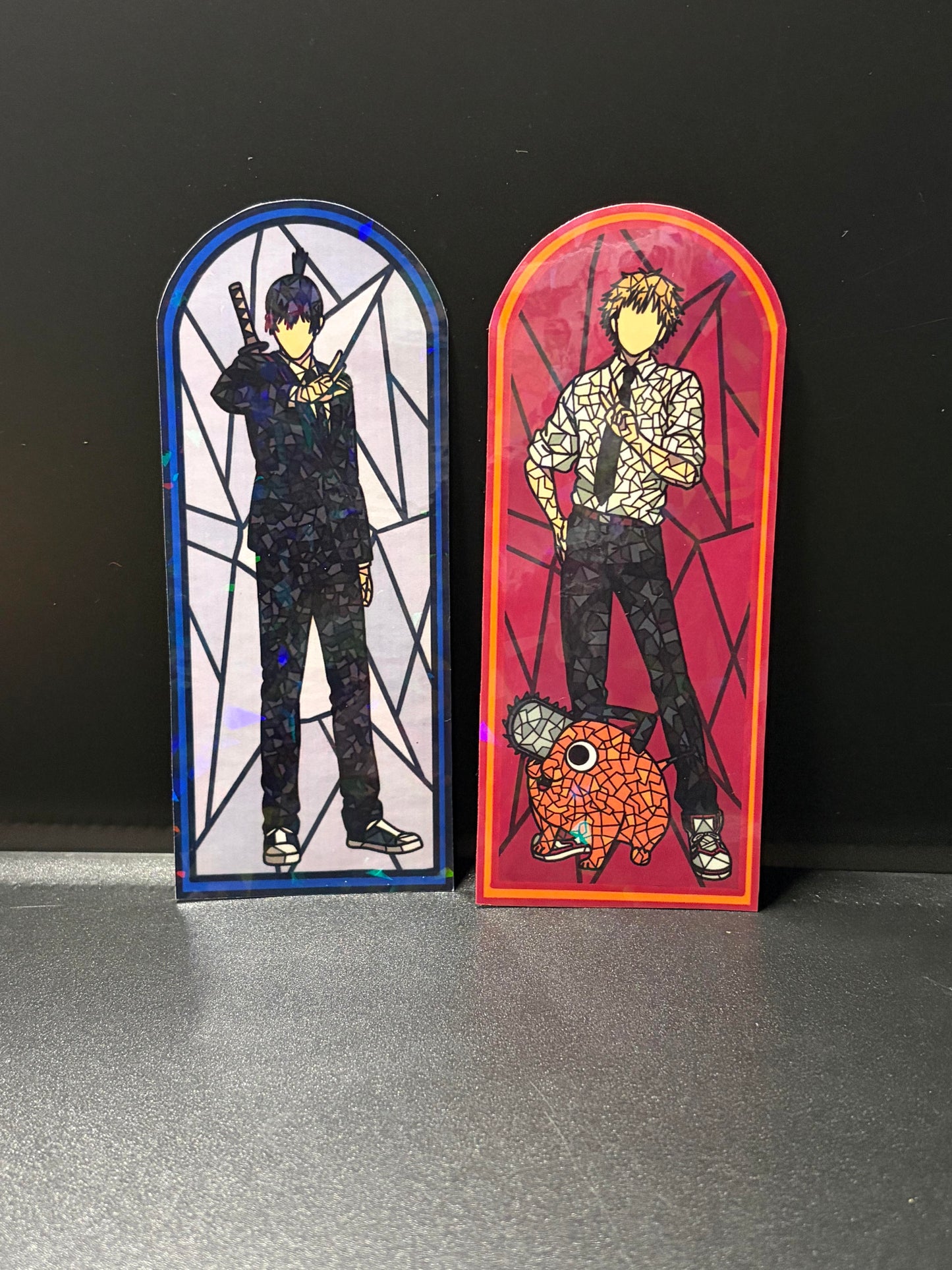 Chainsaw Anime Stained Glass Stickers