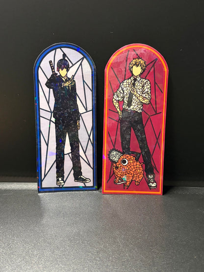 Chainsaw Anime Stained Glass Stickers