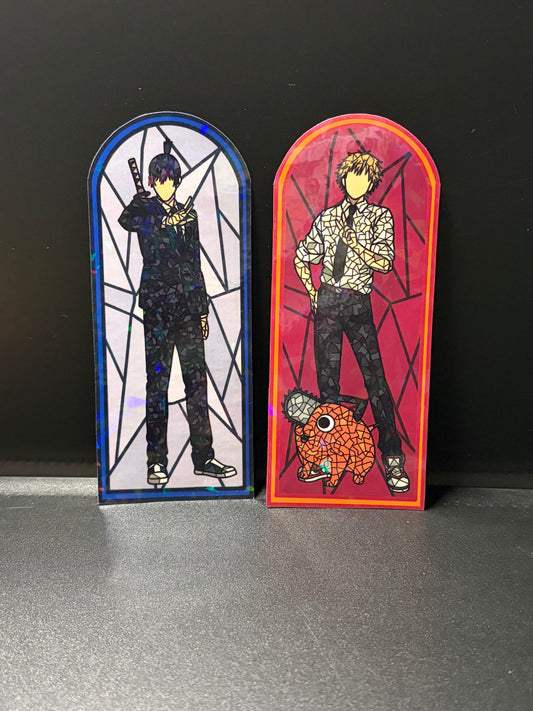 Chainsaw Anime Stained Glass Stickers