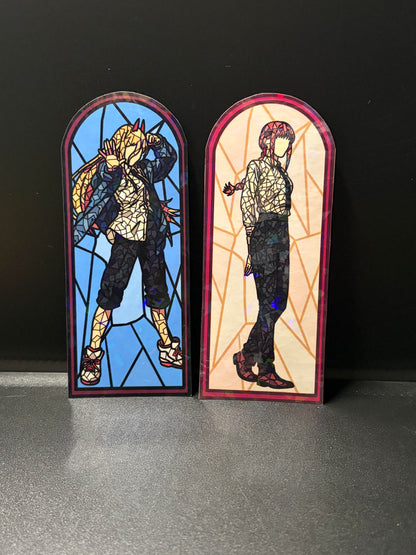 Chainsaw Anime Stained Glass Stickers